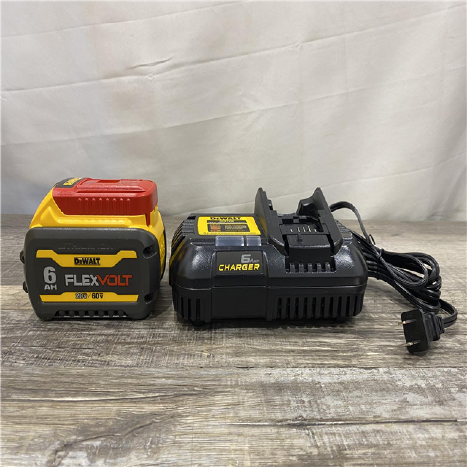 AS-IS DEWALT FLEXVOLT 20V/60V MAX Lithium-Ion 6.0Ah Battery Pack with 6 Amp Output Charger