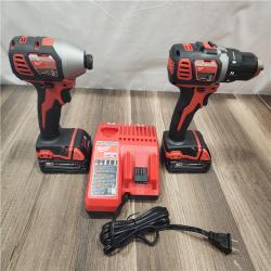 AS-IS- Milwaukee 18V Cordless Brushed 2-Tool Drill/Driver and Impact Driver Kit