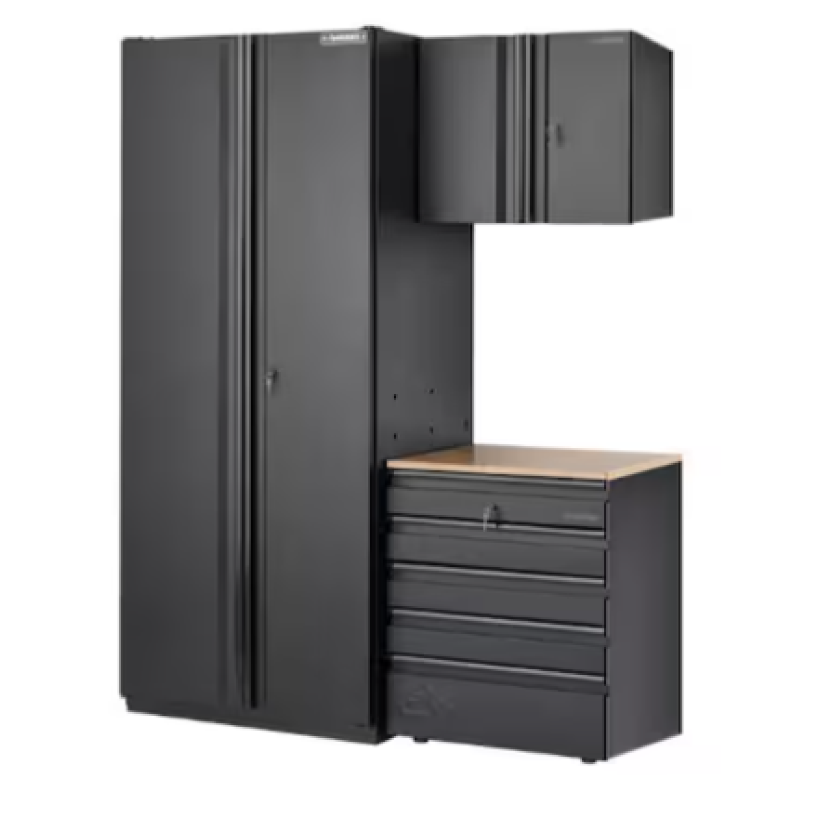 DALLAS LOCATION- AS-IS 3-Piece Heavy Duty Welded Steel Garage Storage System in Black (64 in. W x 81 in. H x 24 in. D)