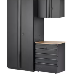 DALLAS LOCATION- AS-IS 3-Piece Heavy Duty Welded Steel Garage Storage System in Black (64 in. W x 81 in. H x 24 in. D)