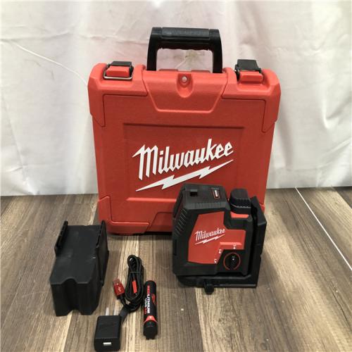 AS-IS Milwaukee Green 100 ft. Cross Line and Plumb Points Rechargeable Laser Level Kit