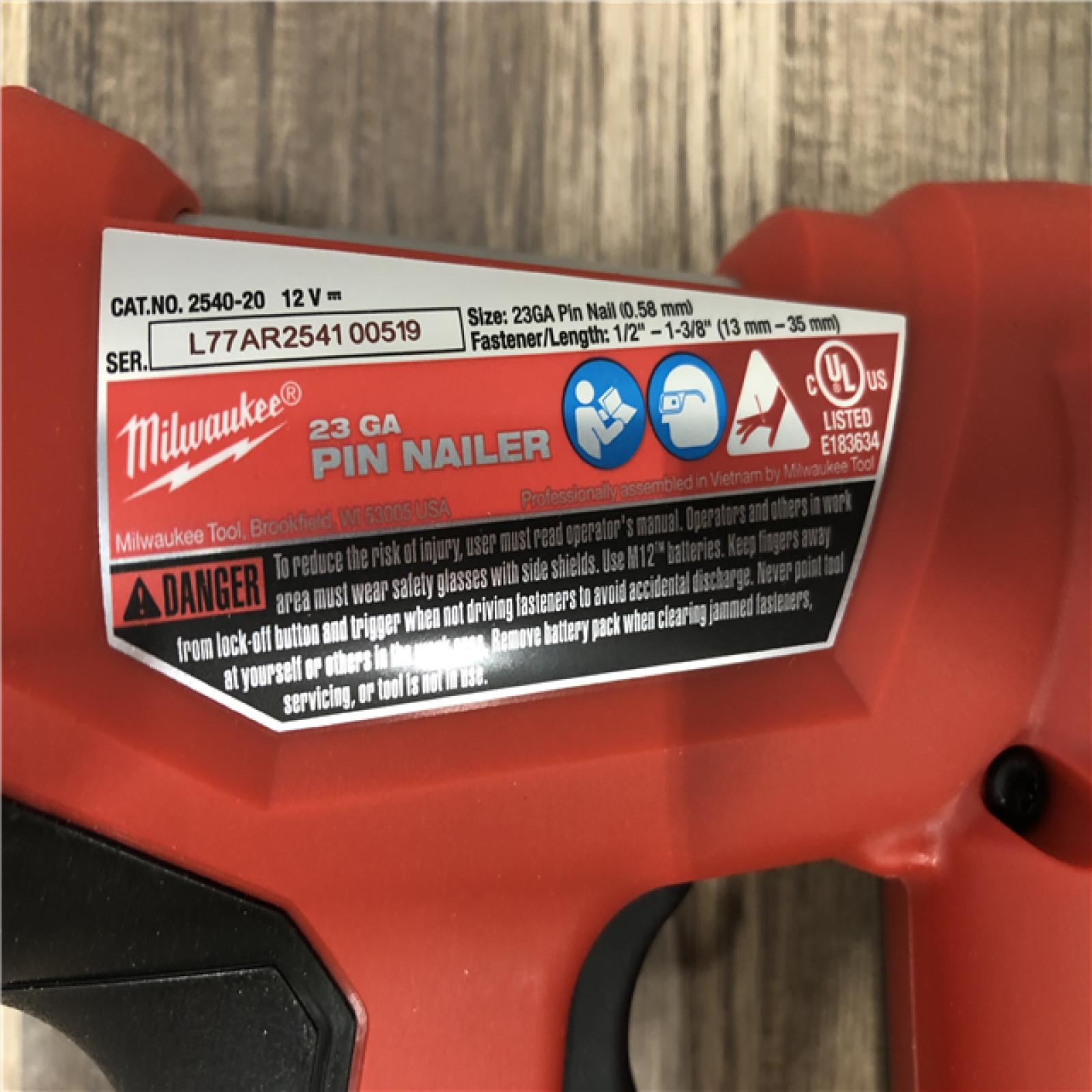 AS-IS Milwaukee 12-Volt 23-Gauge Lithium-Ion Cordless Pin Nailer (Tool-Only)