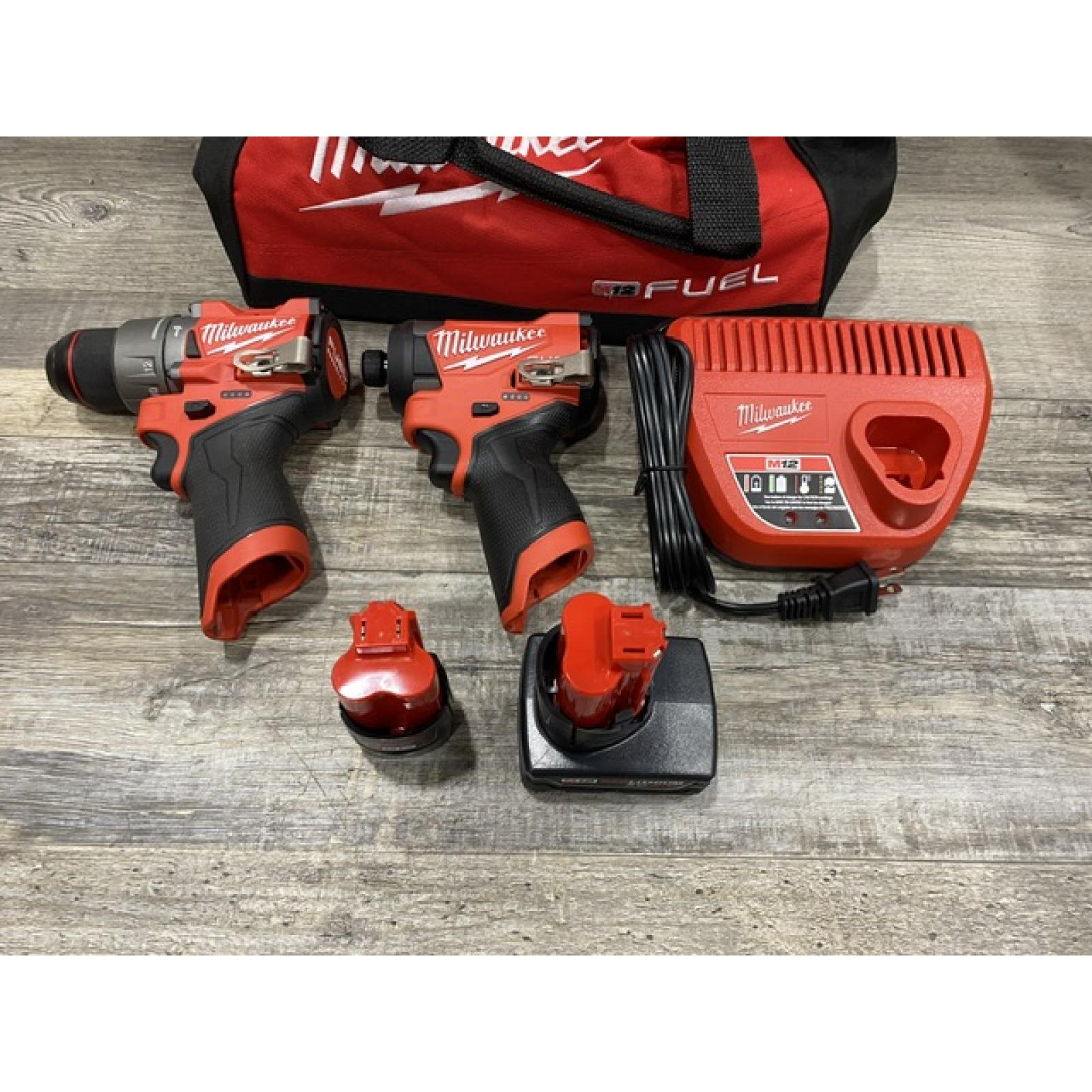 AS-IS Milwaukee FUEL 12-Volt Lithium-Ion Brushless Cordless Hammer Drill and Impact Driver Combo Kit