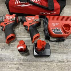 AS-IS Milwaukee FUEL 12-Volt Lithium-Ion Brushless Cordless Hammer Drill and Impact Driver Combo Kit