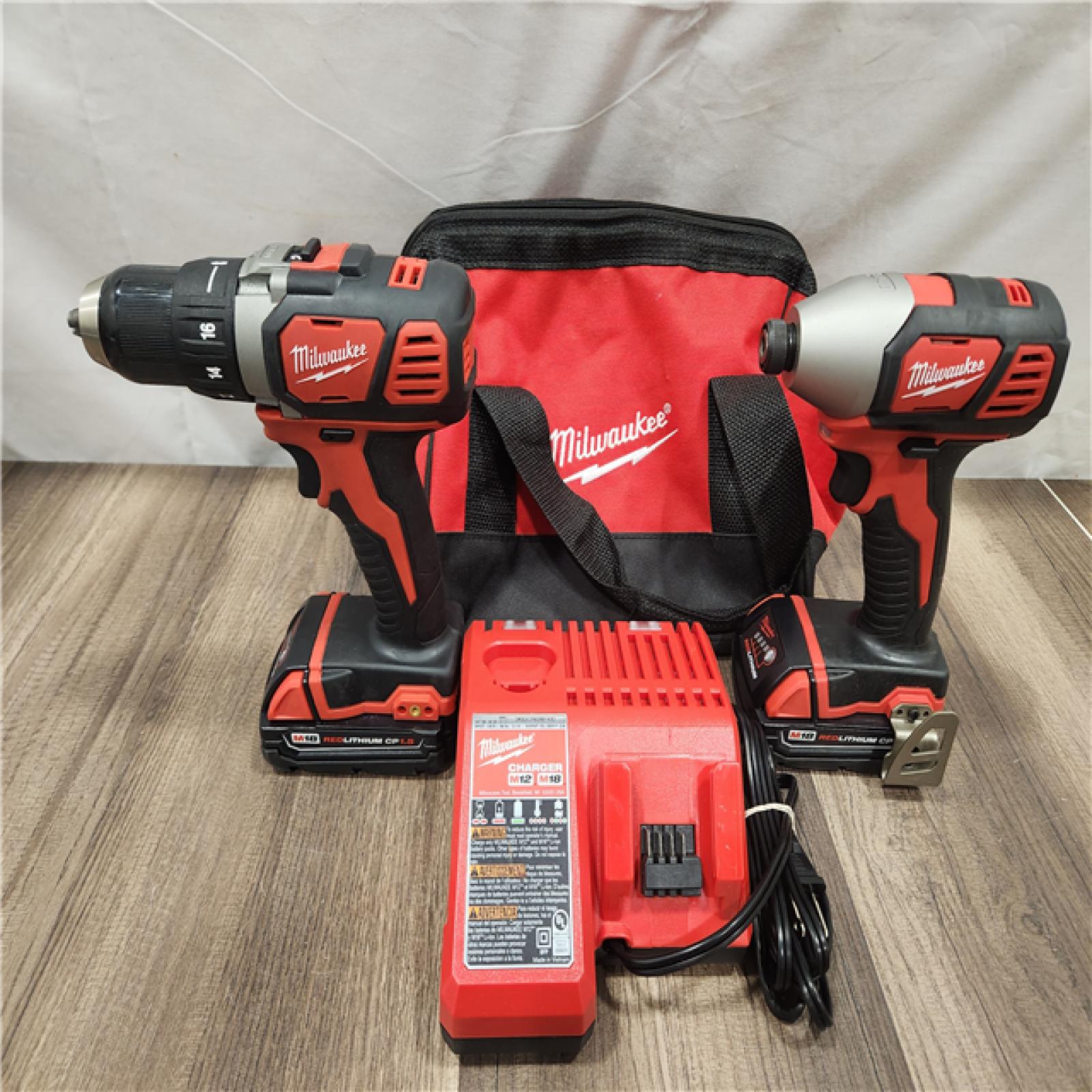 AS-IS- Milwaukee 18V Cordless Brushed 2-Tool Drill/Driver and Impact Driver Kit