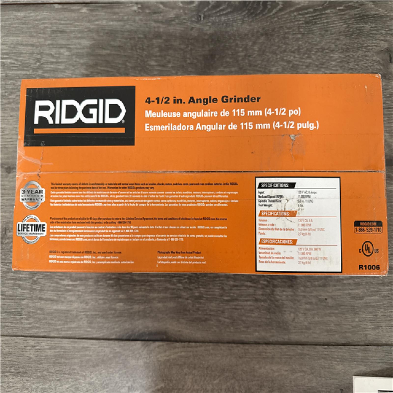 California NEW Ridgid 4-1/2 Angle Grinder