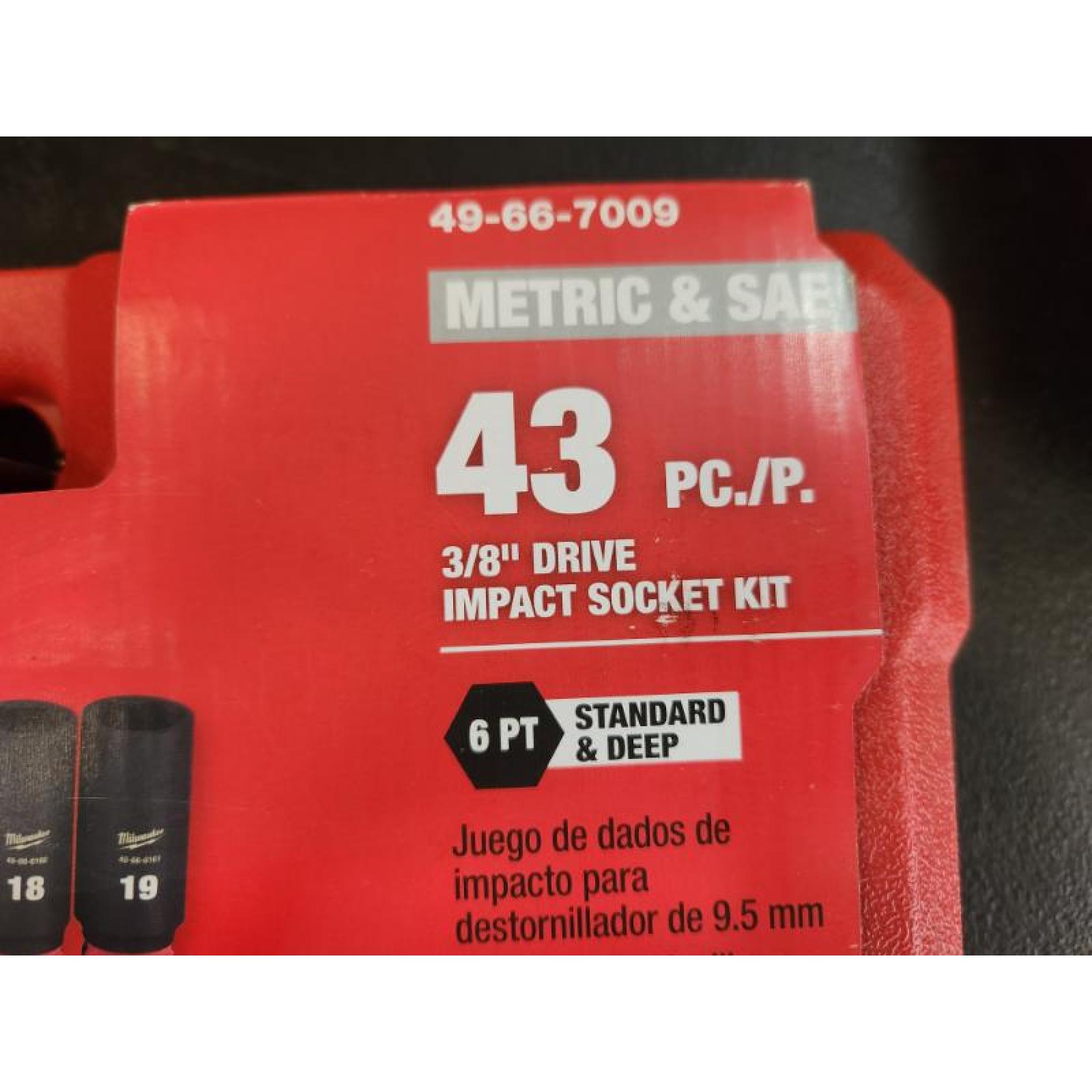 Phoenix NEW Milwaukee SHOCKWAVE 3/8 in. Drive SAE and Metric 6 Point Impact Socket Set (43-Piece) (SEALED)