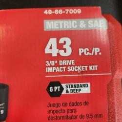 Phoenix NEW Milwaukee SHOCKWAVE 3/8 in. Drive SAE and Metric 6 Point Impact Socket Set (43-Piece) (SEALED)