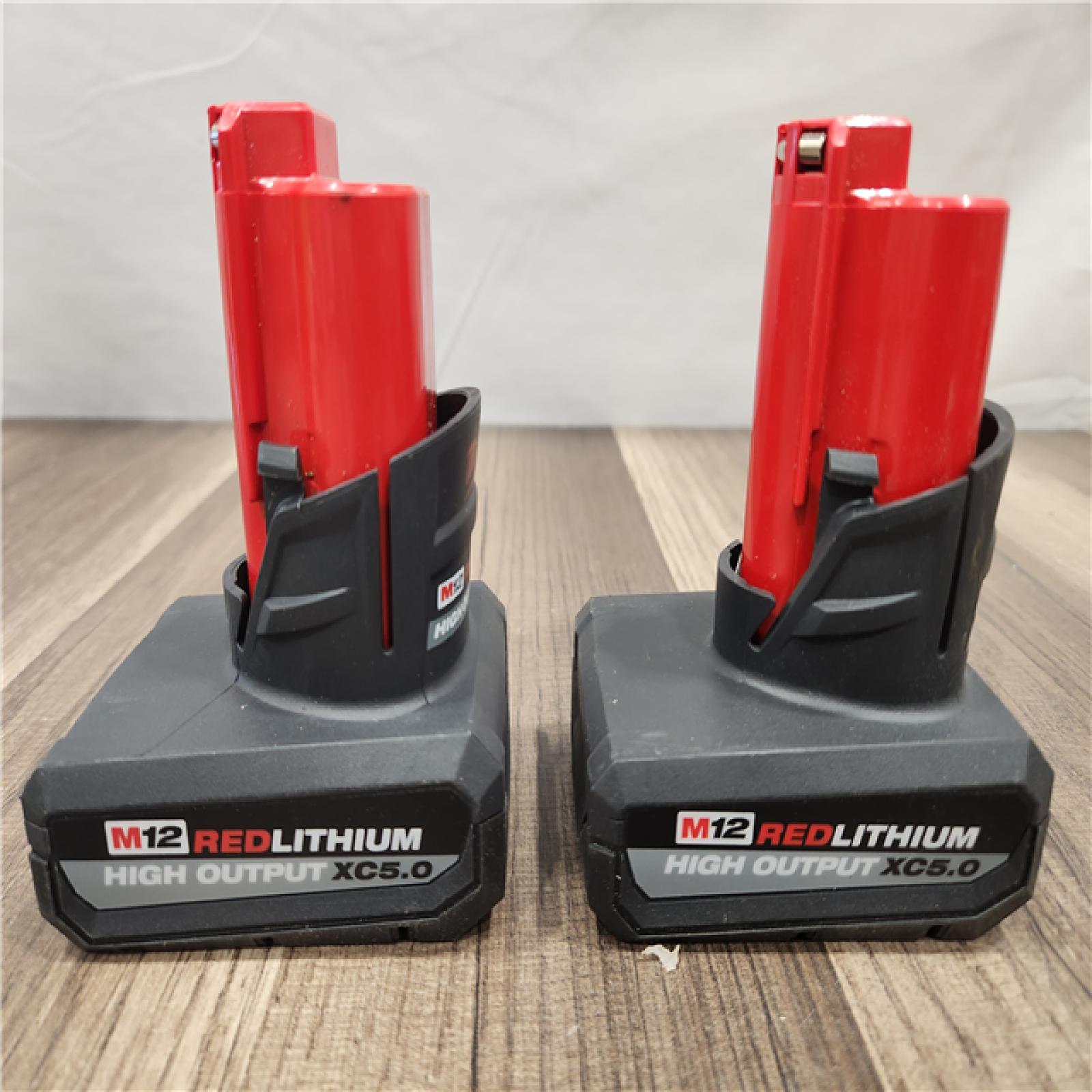 AS-IS- Milwaukee M12 12V Lithium-Ion XC High Output 5.0 Ah Battery Pack (2-Pack) Starter Kit with Charger