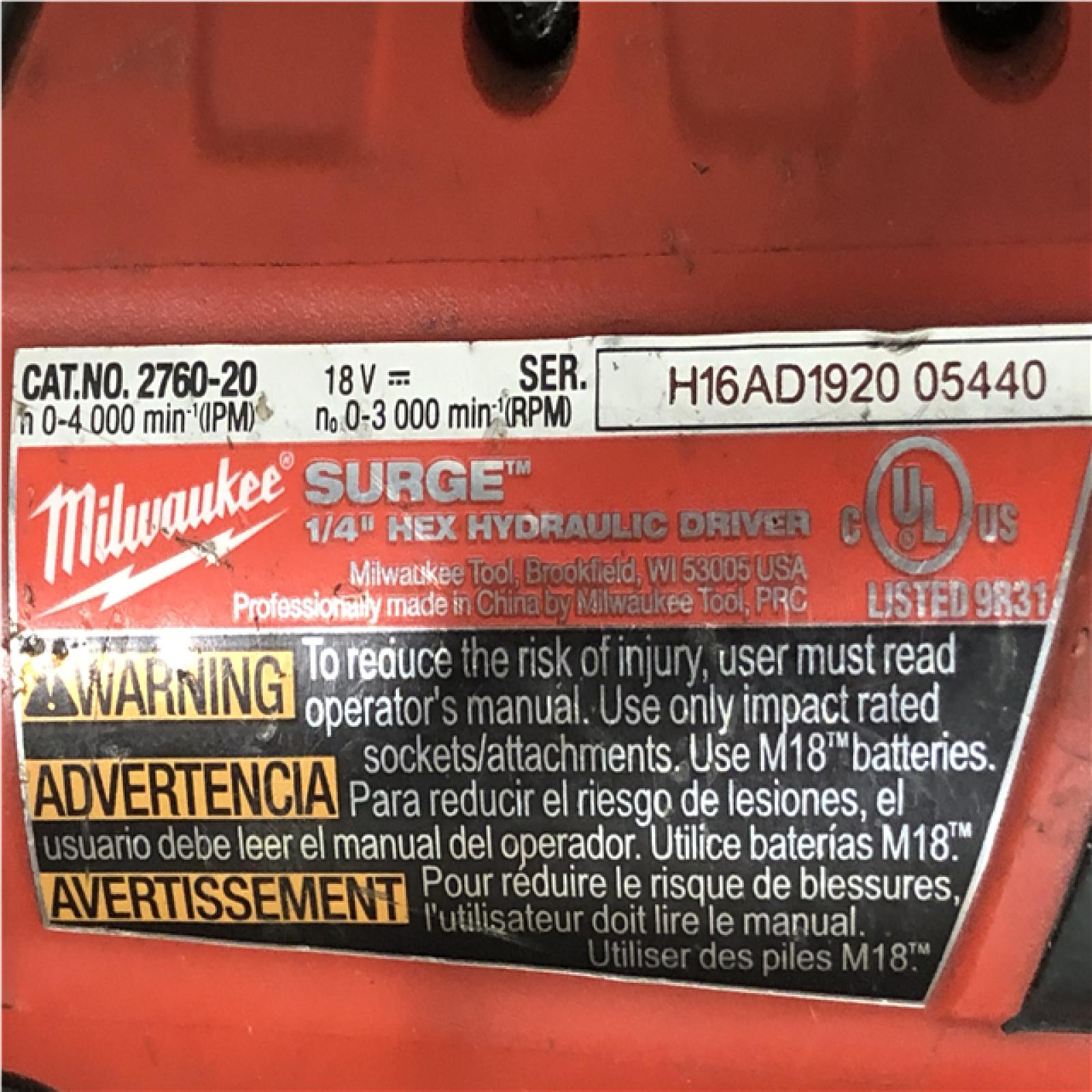 AS-IS  Milwaukee FUEL SURGE 18V Lithium-Ion Brushless Cordless 1/4 in. Hex Impact Driver (Tool-Only)