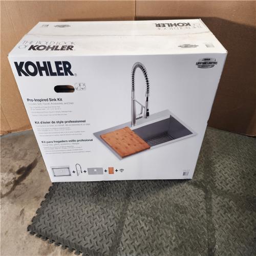 HOUSTON LOCATION - AS-IS (NEW) PRO - INSPIRED SINK KIT TOP-/UNDER-MOUNT SINGLE-BOWL KITCHEN SINK 18-GA STAINLESS STEEL