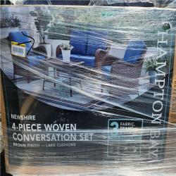 Phoenix NEW Hampton Bay Newshire 4-Piece Wicker Patio Conversation Set with Lake Cushions