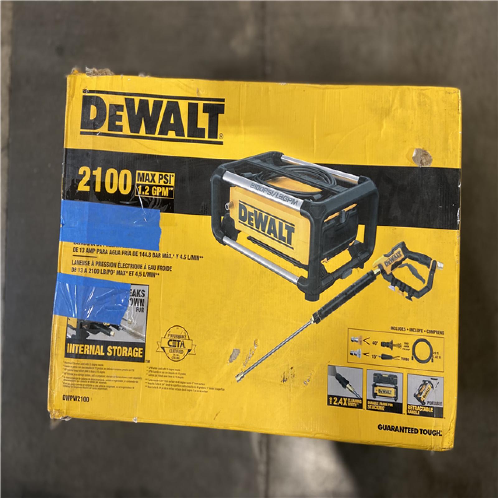 DALLAS LOCATION - DEWALT 2100 PSI 1.2 GPM 13 Amp Cold Water Electric Pressure Washer with Internal Equipment Storage
