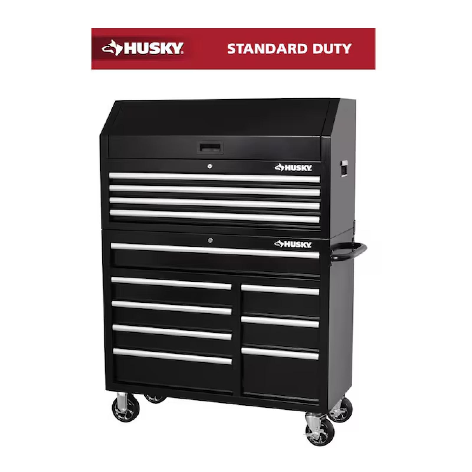 DALLAS LOCATION- Husky Tool Storage 42 in. W x 18 in. D Standard Duty Black Tool Chest Combo