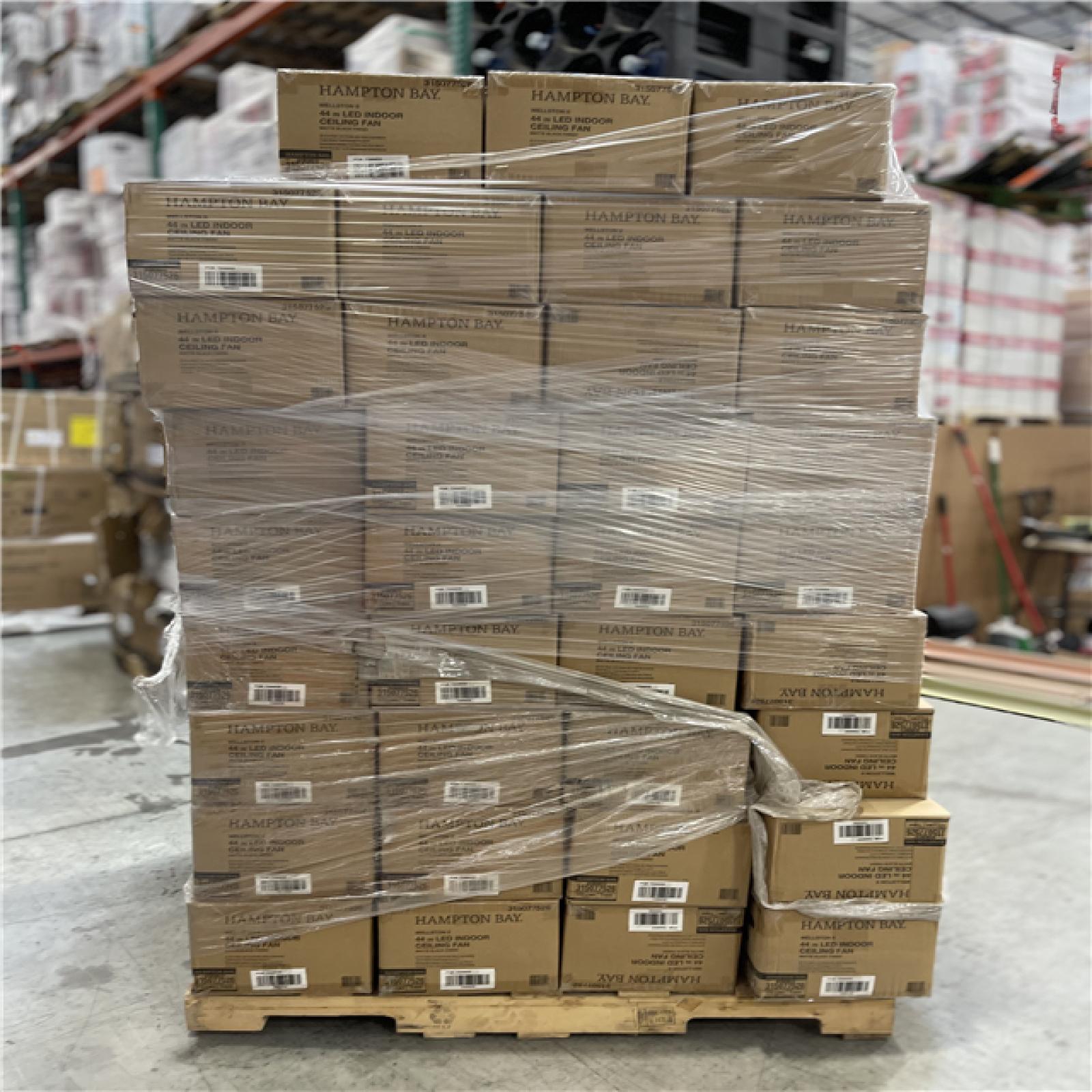 DALLAS LOCATION - Hampton Bay 37849 Wellston II 44 in. LED Matte Black Ceiling Fan with Light Kit PALLET-(70 UNITS)