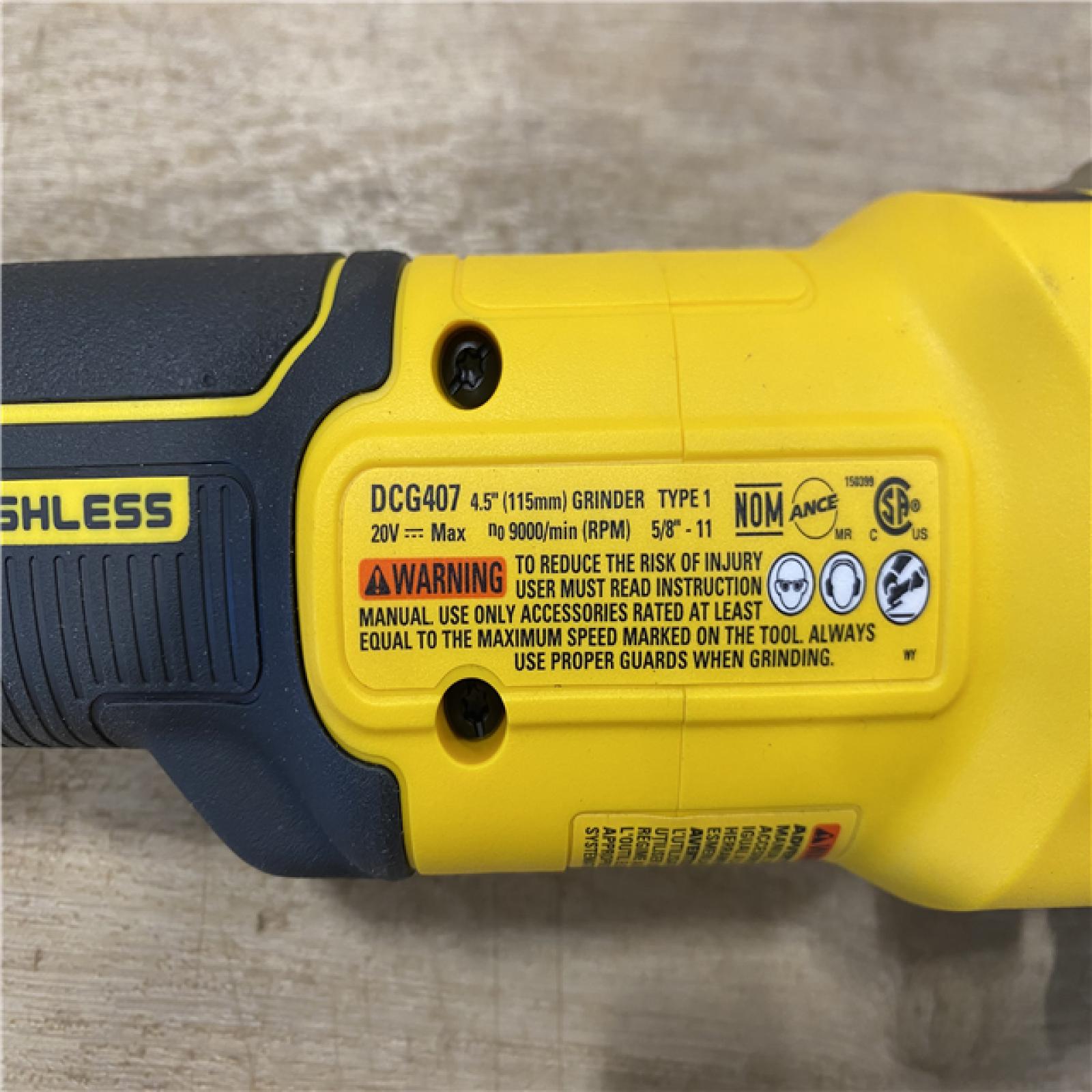 AS-IS DEWALT 20-Volt MAX Cordless Brushless 4-1/2 in. Angle Grinder with Slide Switch (Tool Only)