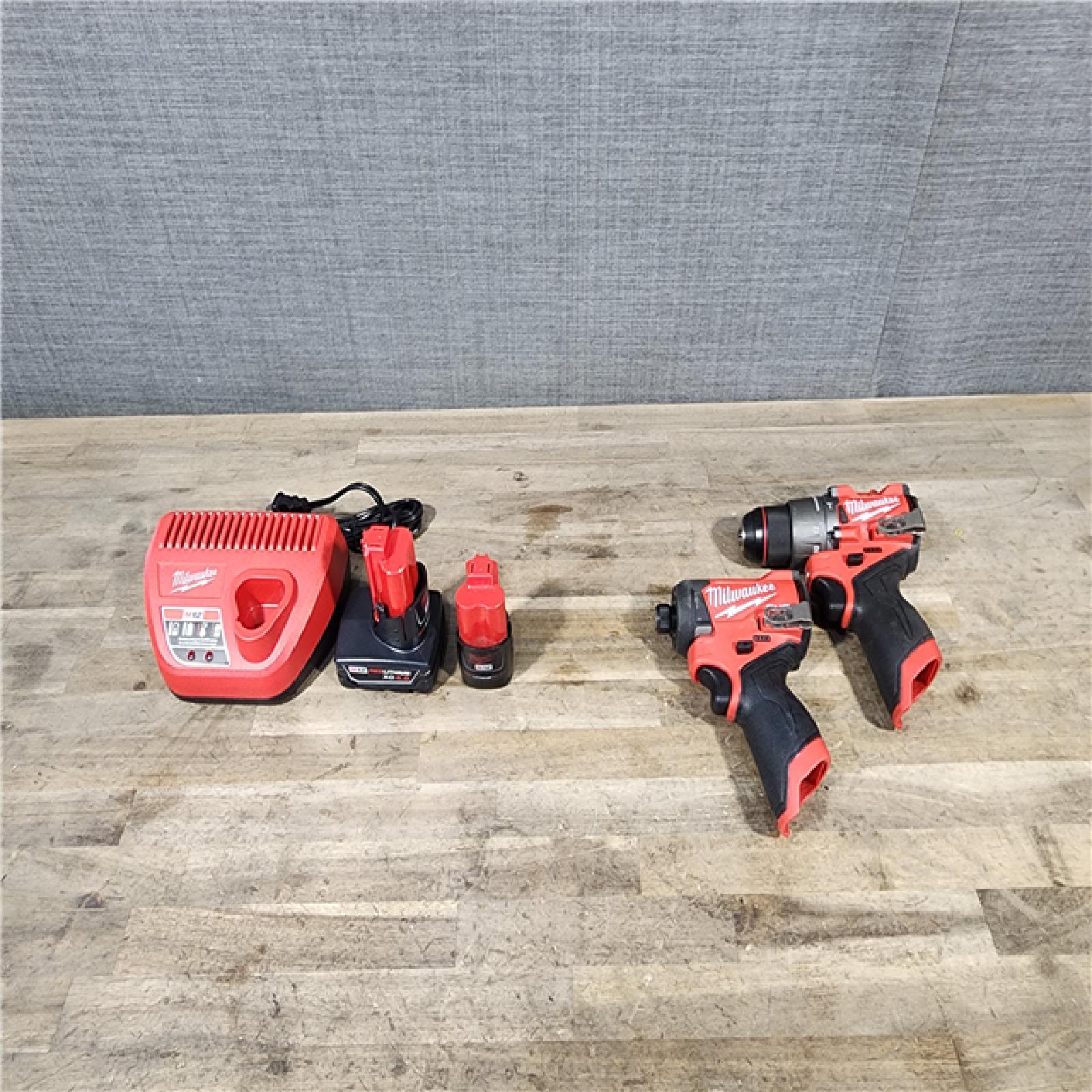 HOUSTON LOCATION - AS-IS Milwaukee 3497-22 12V Brushless Hammer Drill and Impact Driver Combo Kit