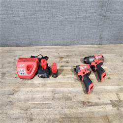 HOUSTON LOCATION - AS-IS Milwaukee 3497-22 12V Brushless Hammer Drill and Impact Driver Combo Kit