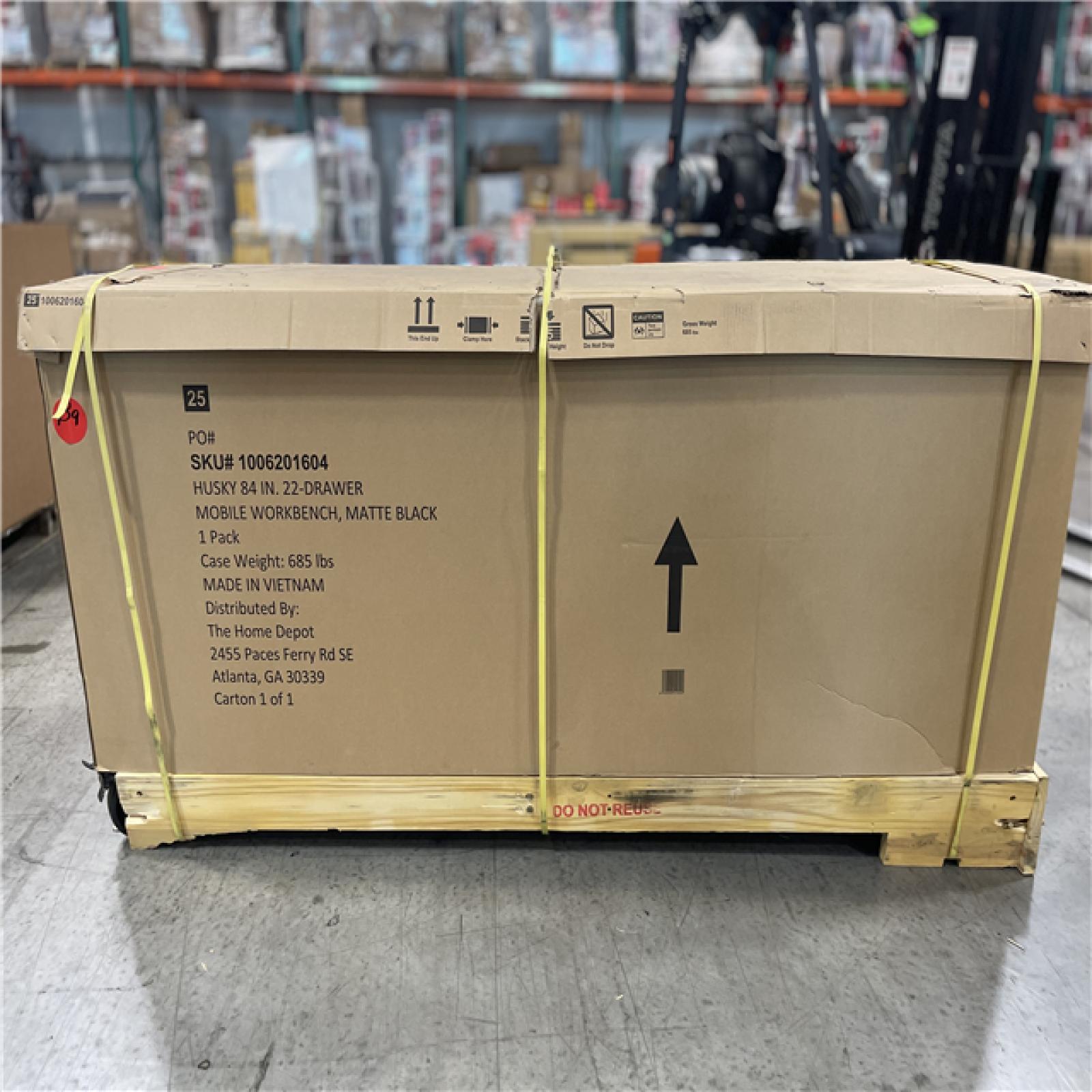 DALLAS LOCATION - AS-IS HUSKY  Tool Storage 84 in. W x 24 in. D Heavy Duty Mobile Workbench Tool Chest with Stainless Steel Work Top in Matte Black