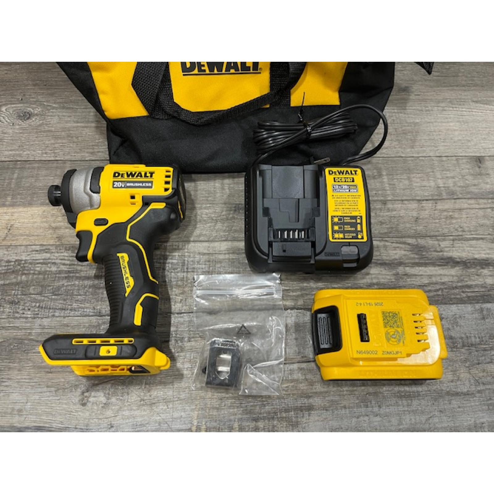 AS-IS DEWALT Atomic 20V Max Lithium-Ion Brushless Cordless Compact 1/4 in. Impact Driver Kit