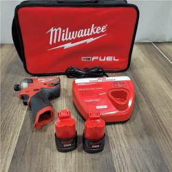AS-IS Milwaukee M12 FUEL SURGE 12V Lithium-Ion Brushless Cordless 1/4 in. Hex Impact Driver Compact Kit W/Two 2.0Ah Batteries, Bag
