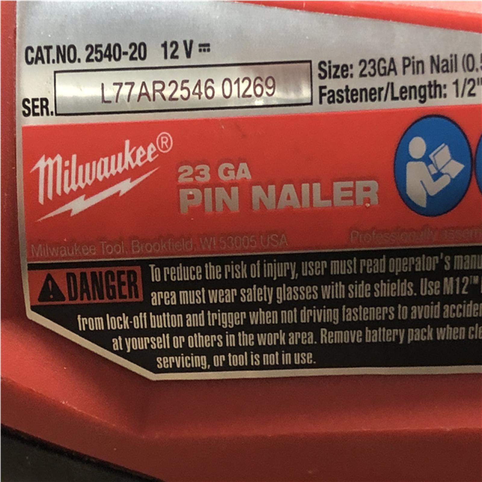 AS-IS Milwaukee 12-Volt 23-Gauge Lithium-Ion Cordless Pin Nailer (Tool-Only)