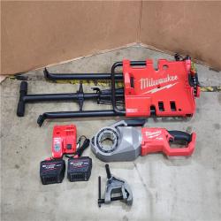 HOUSTON LOCATION - AS-IS M18 Fuel One-Key Cordless Brushless Pipe Threader Kit with (2) 12.0Ah Batteries and Case W/ LEVELING TRIPOD CHAIN VISE