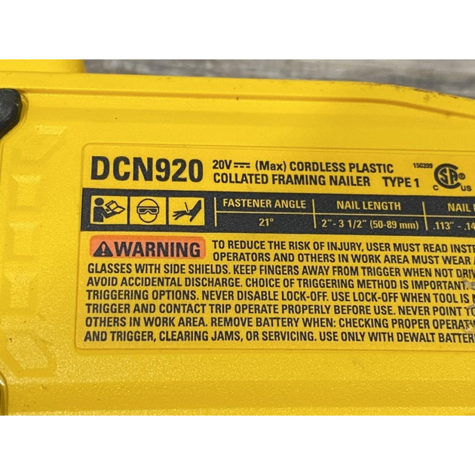 AS-IS DEWALT 20-Volt 21° Cordless Framing Nailer (Tool-Only)