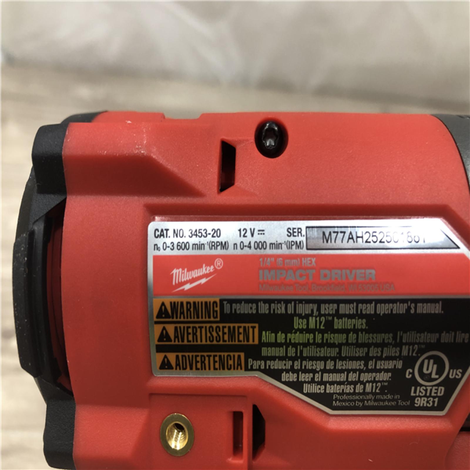 AS-IS Milwaukee M12 FUEL 12 V 1/4 in. Cordless Impact Driver (Tool-Only)