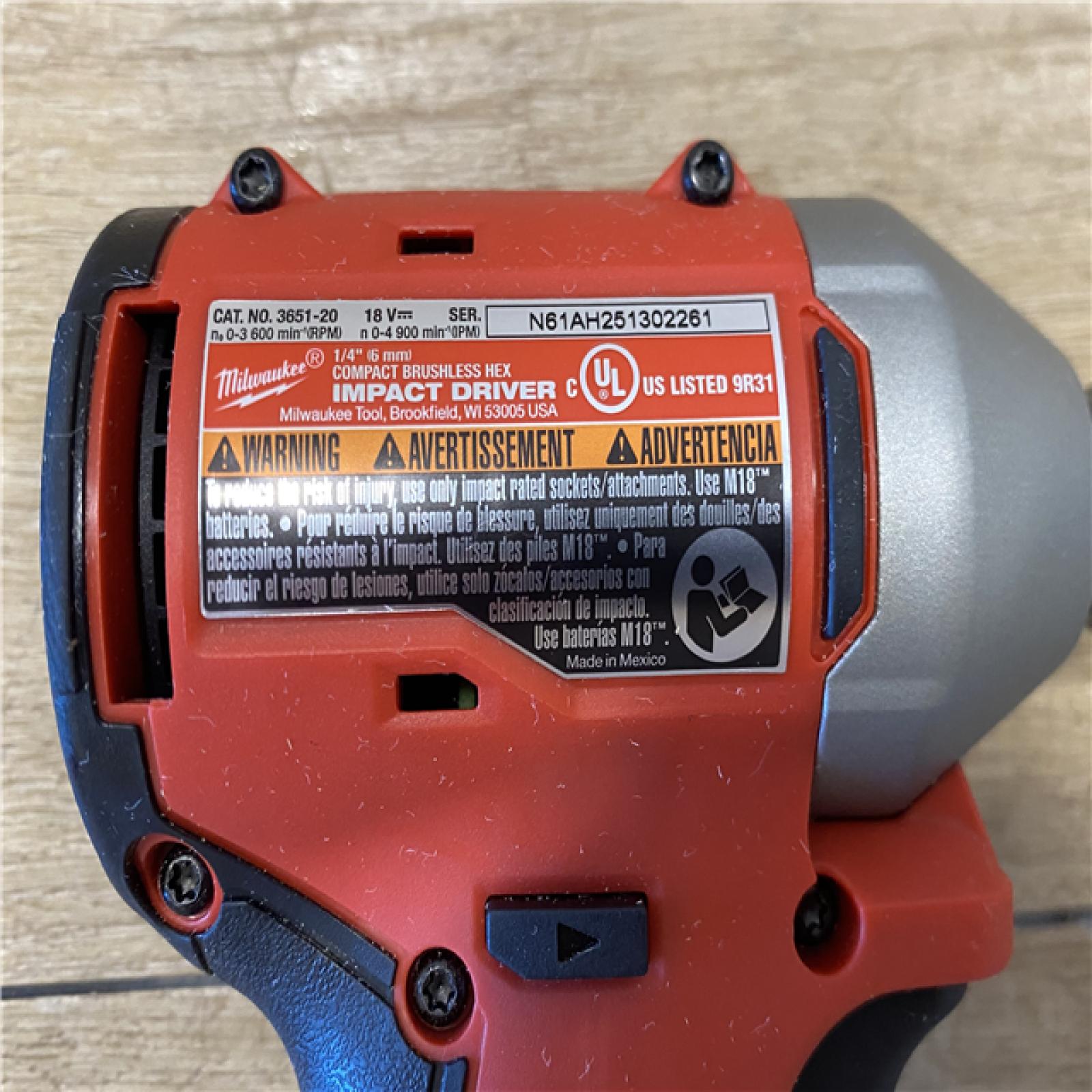 AS-IS Milwaukee 18V Lithium-Ion Compact Brushless Cordless 1/4 in. Impact Driver (Tool-Only)
