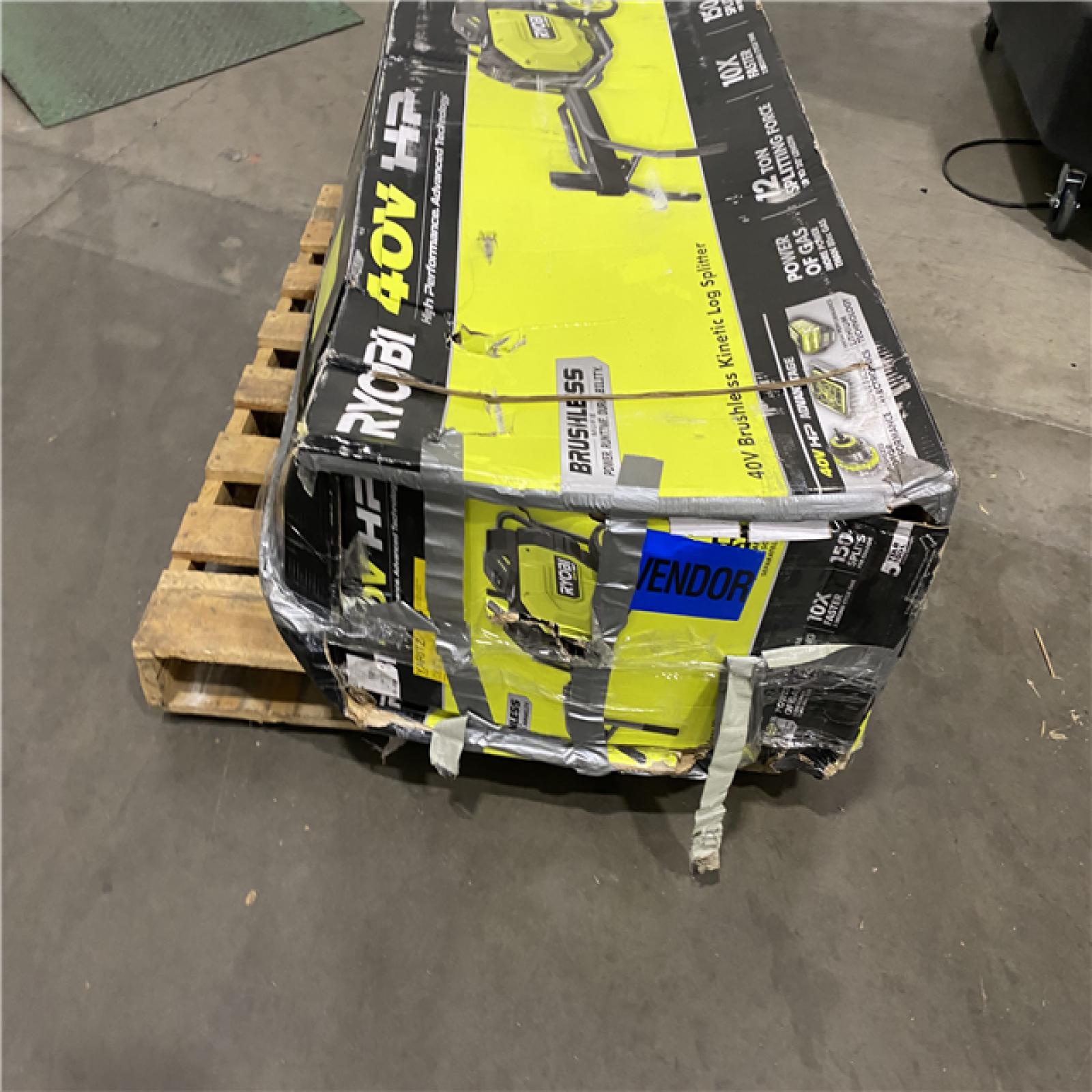 Dallas Location - As-Is RYOBI 40V HP Brushless 12-Ton Kinetic Battery Electric Log Splitter Kit - 4.0Ah Battery and Charger Included