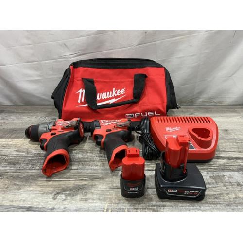 AS-IS Milwaukee FUEL 12-Volt Lithium-Ion Brushless Cordless Hammer Drill and Impact Driver Combo Kit