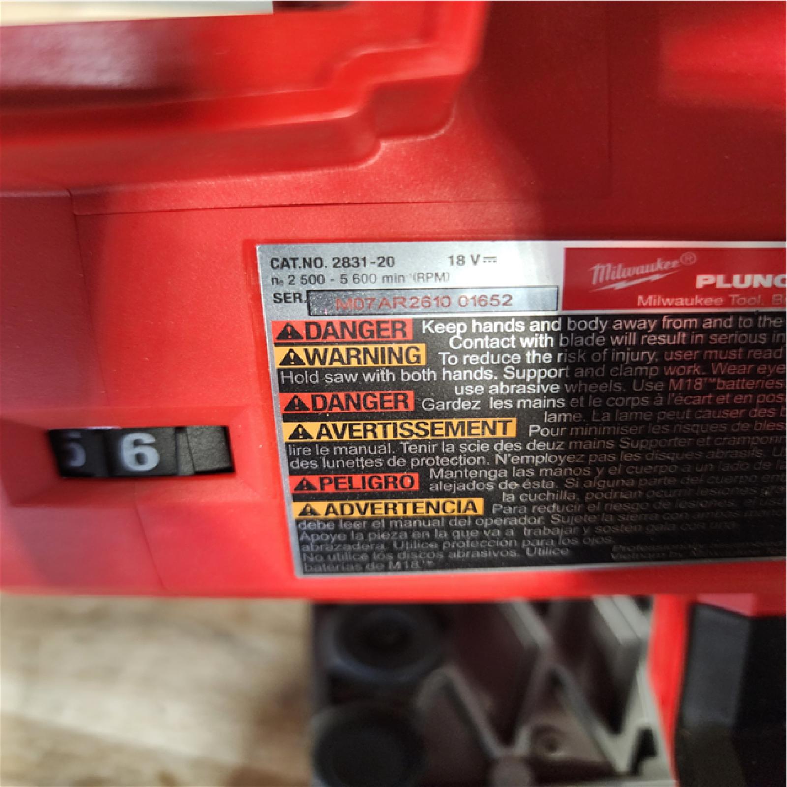 Houston Location AS-IS Milwaukee FUEL 18V Lithium-Ion Cordless Brushless 6-1/2 in. Plunge Cut Track Saw (Tool-Only)