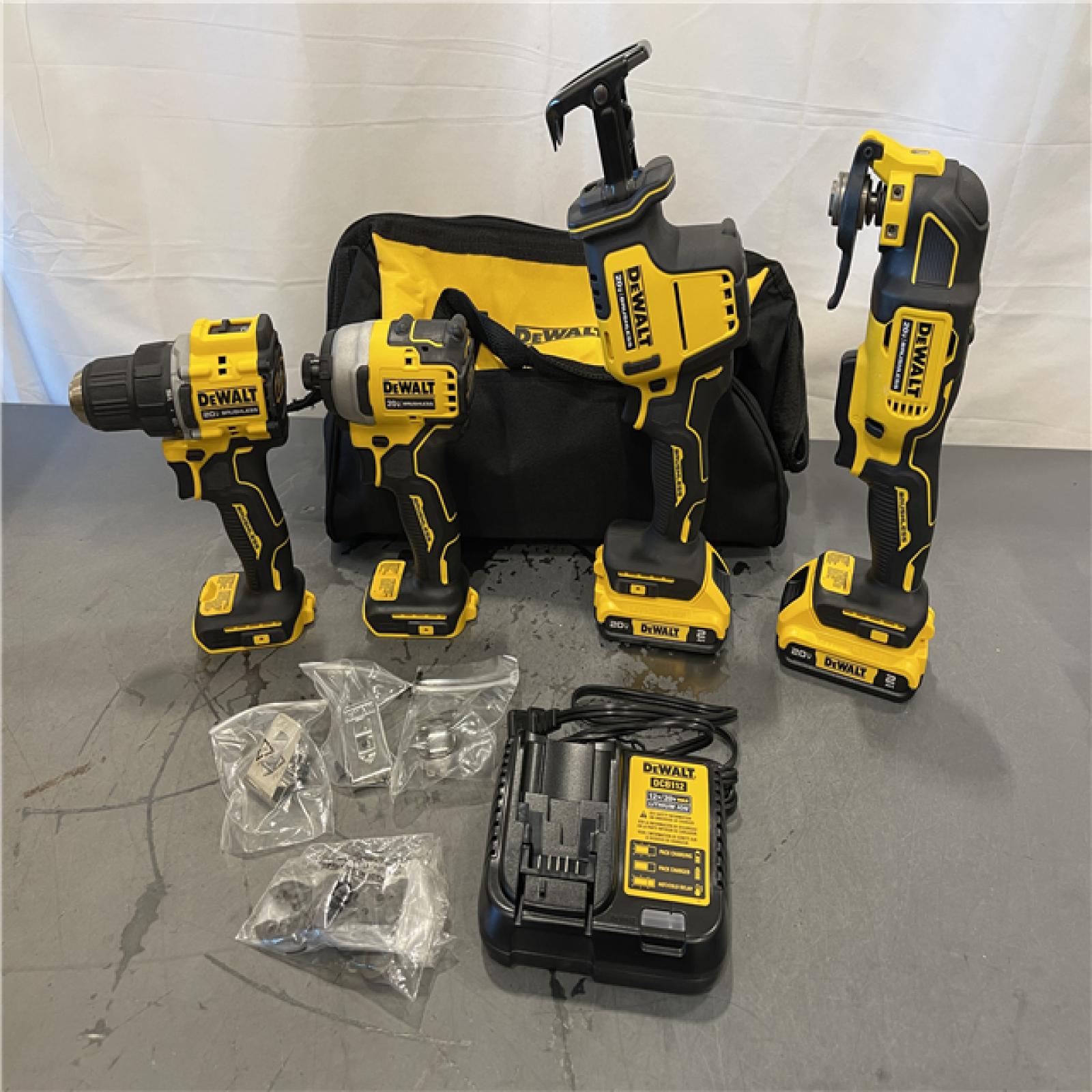 AS-IS - DeWalt ATOMIC 20-Volt Lithium-Ion Cordless Brushless 4 Tool Combo Kit