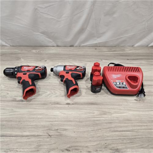 AS-IS Milwaukee 2494-22 M12 Cordless 3/8 Drill / Driver and 1/4 Hex Impact Driver Kit