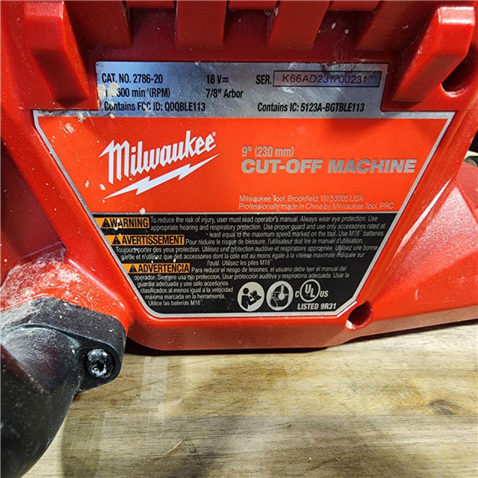 HOUSTON LOCATION - AS-IS Milwaukee 2786-20 M18 FUEL Lithium-Ion 9 in. Cut-Off Saw W/ ONE-KEY (Tool Only)