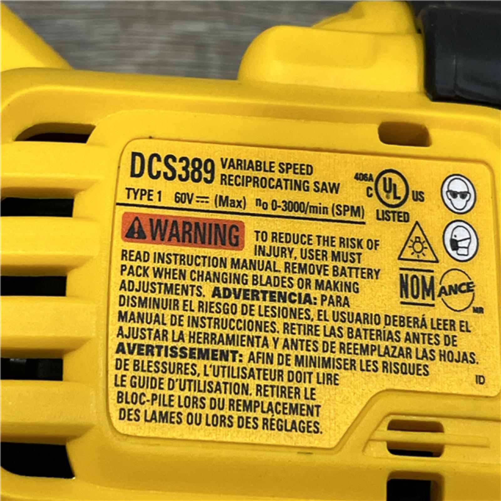 AS-IS DEWALT FLEXVOLT 60V MAX Cordless Brushless Reciprocating Saw (Tool Only)
