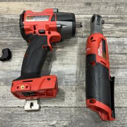 AS-IS Milwaukee FUEL 18V Cordless Mid Torque 1/2 in. Impact Wrench w/ 12 FUEL 3/8 in. Ratchet Combo Kit