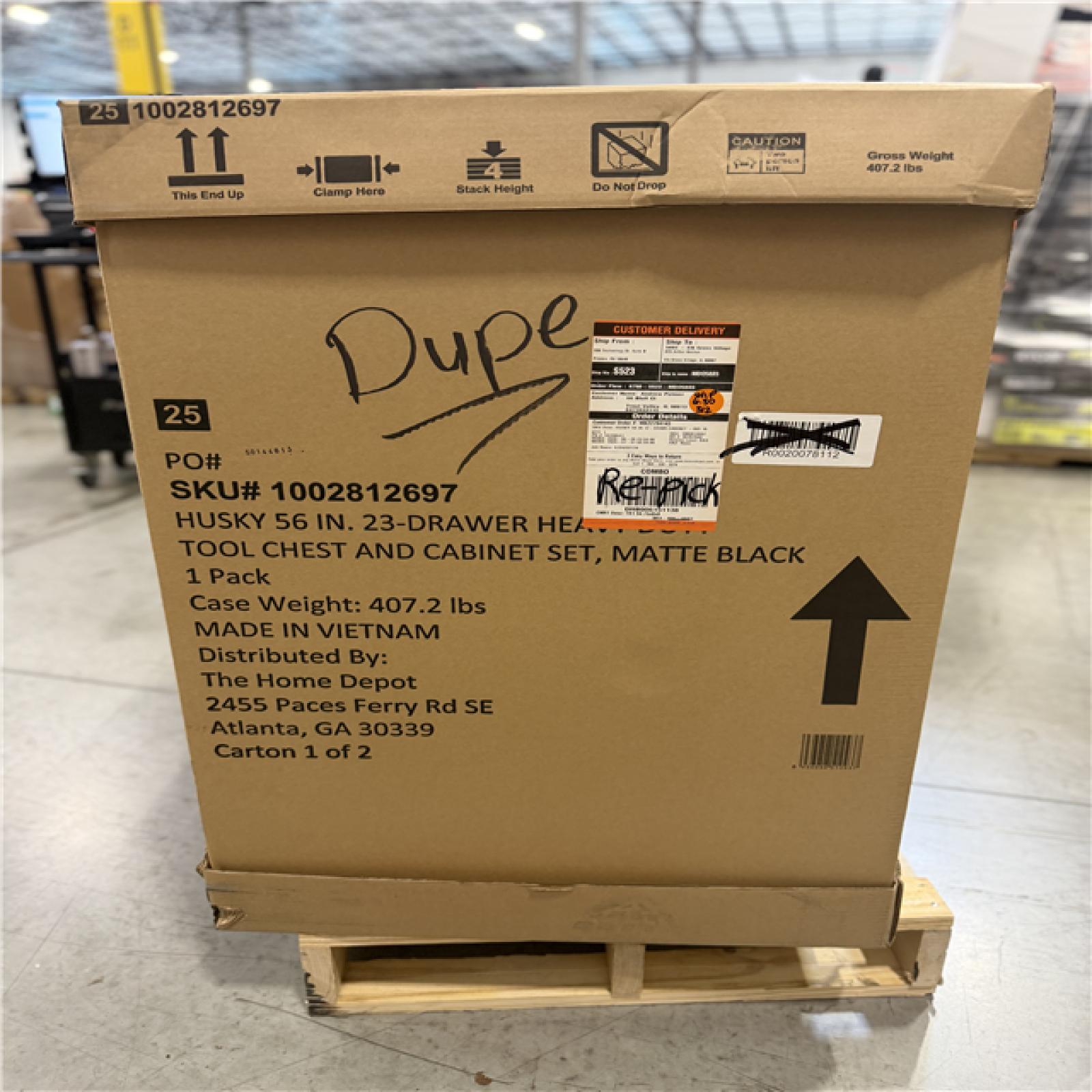 DALLAS LOCATION - HUSKY 56IN 23 DRAWER HEAVY DUTY WORK BENCH MATTE BLACK
