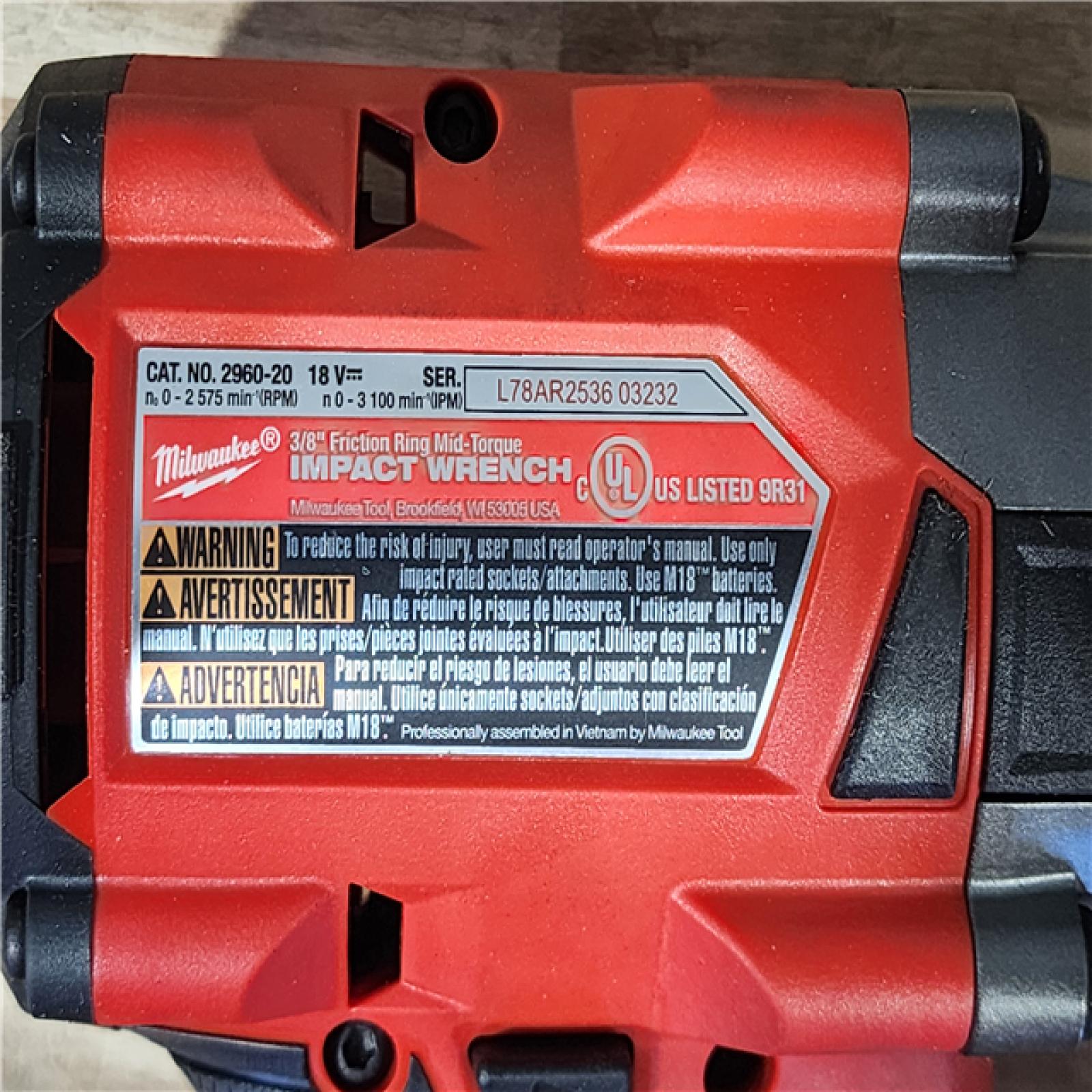 HOUSTON LOCATION - AS-IS Milwaukee FUEL GEN-2 18V Lithium-Ion Mid Torque Brushless Cordless 3/8 in. Impact Wrench with Friction Ring (Tool-Only)