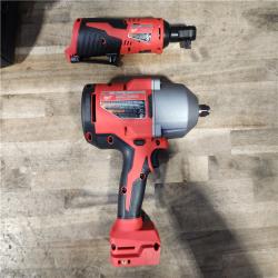 HOUSTON LOCATION - AS-IS Milwaukee 12/18V Lithium-Ion Cordless 3/8 in. Ratchet and 1/2 in. High Torque Impact Wrench with Friction Ring Combo Kit