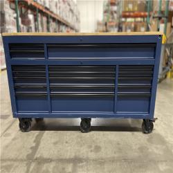 DALLAS LOCATION- AS IS- HUSKY 72 in. W x 24 in. D Heavy Duty 18-Drawer Adjustable Height Mobile Workbench with Solid Wood Top in Matte Blue