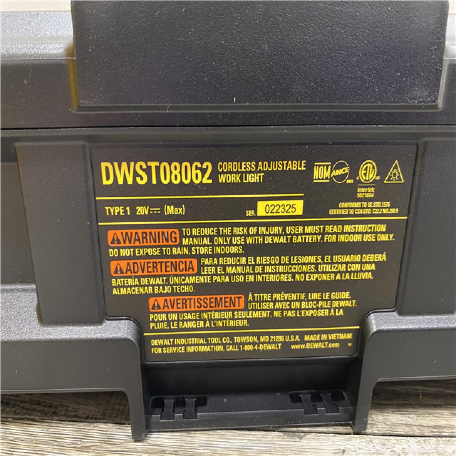 AS-IS DEWALT Tough System 2.0 Flex Volt 20V/60V Cordless LED Adjustable Work Light