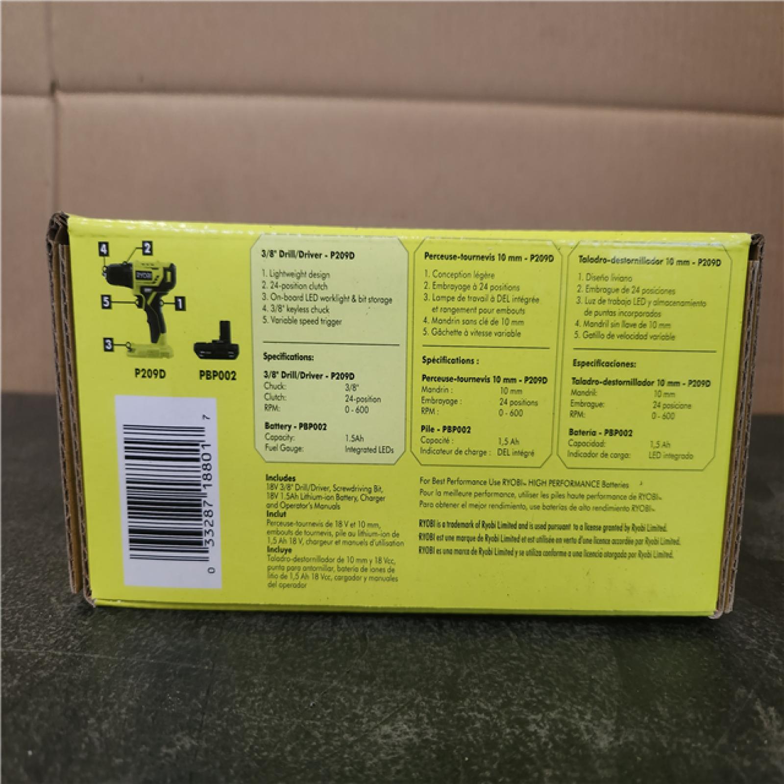 Phoenix NEW RYOBI ONE+ 18V Cordless 3/8 in. Drill/Driver Kit with Compact Battery and Charger SEALED