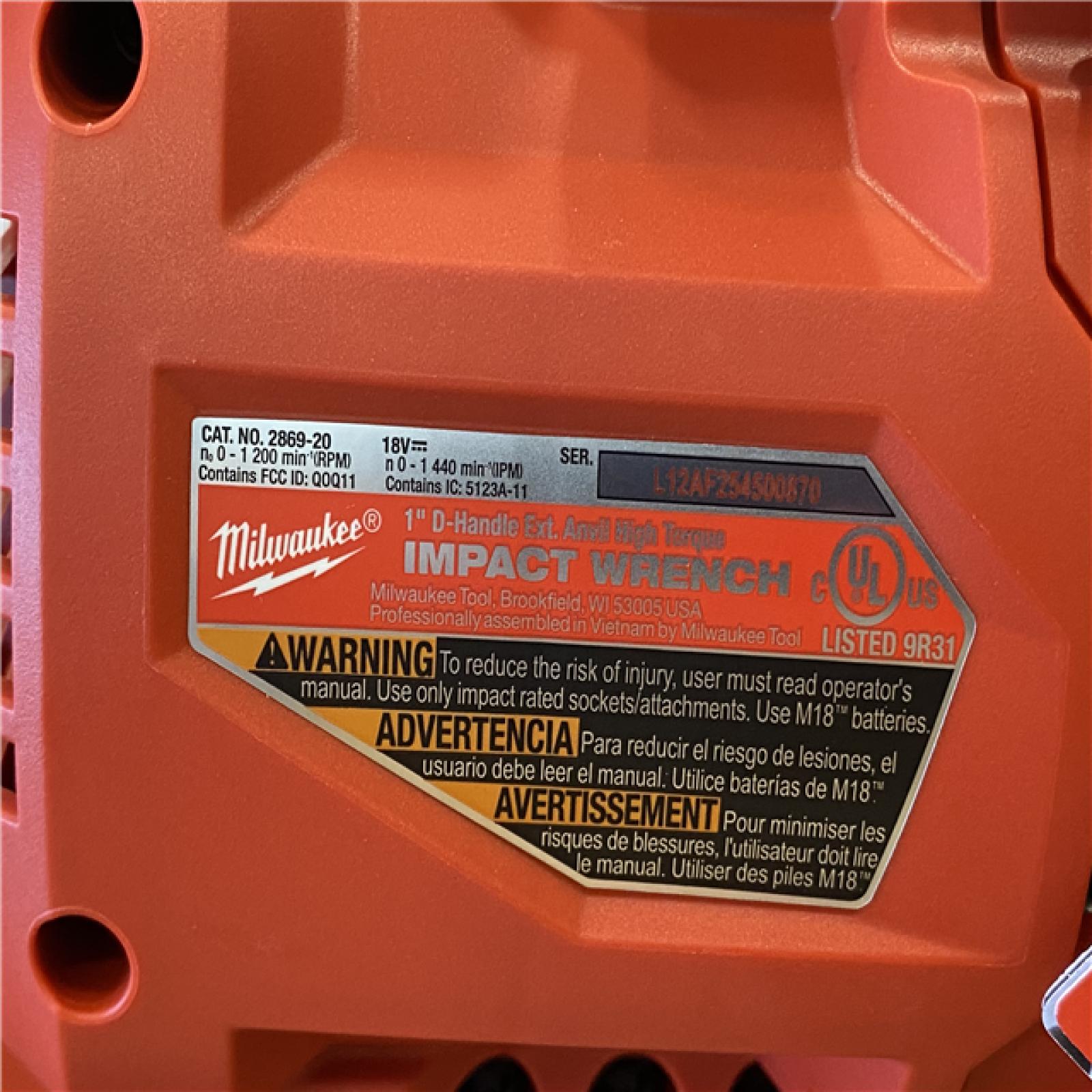 AS-IS Milwaukee FUEL 18V Lithium-Ion Brushless Cordless 1 in. Impact Wrench Extended Reach D-Handle (Tool-Only)