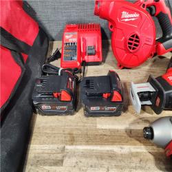 HOUSTON LOCATION - AS-IS MILWAUKEE 7 TOOL COMBO KIT W/ (2) BATTERY & CHARGER