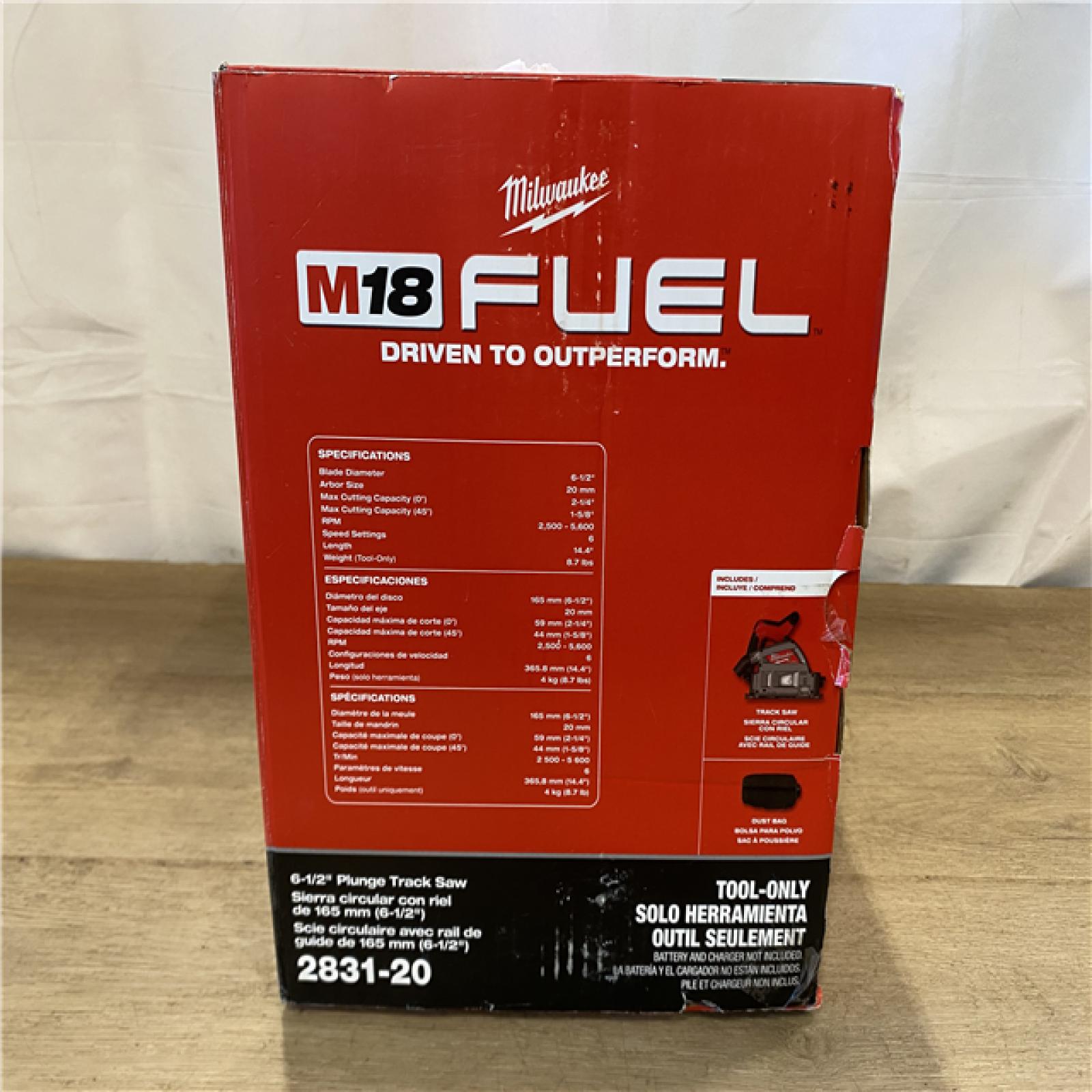 NEW! Milwaukee FUEL 18V Lithium-Ion Cordless Brushless 6-1/2 in. Plunge Cut Track Saw (Tool-Only)