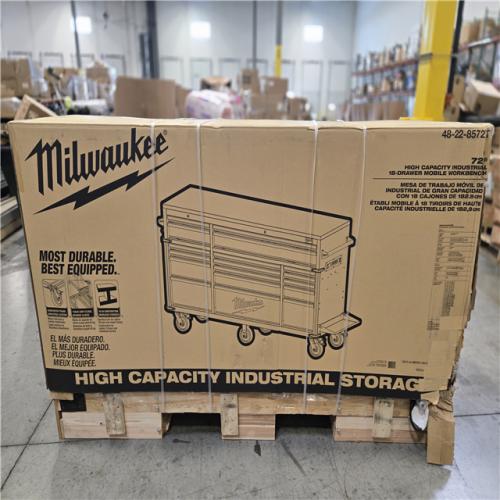 DALLAS LOCATION - AS-IS MILWAUKEE High Capacity 72 in. W x 22.1 in. D 18-Drawer Mobile Workbench Cabinet with Solid Wood Top
