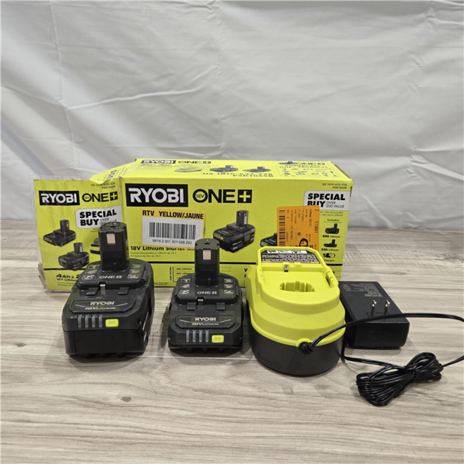LIKE NEW! - Ryobi ONE+ 18V Li-Ion Starter Kit - 4.0 Ah Battery  2.0 Ah Battery  Charger