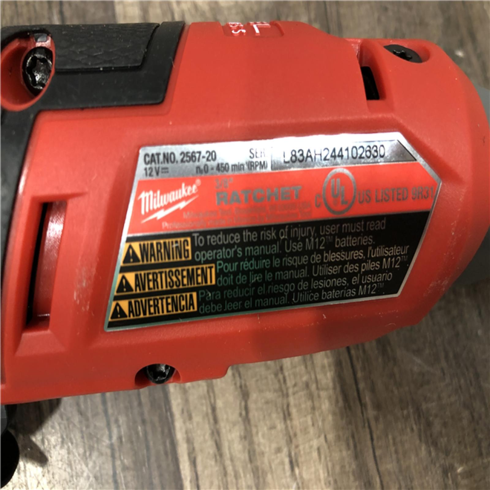 AS-IS Milwaukee FUEL 12V Lithium-Ion Brushless Cordless High Speed 3/8 in. Ratchet Kit